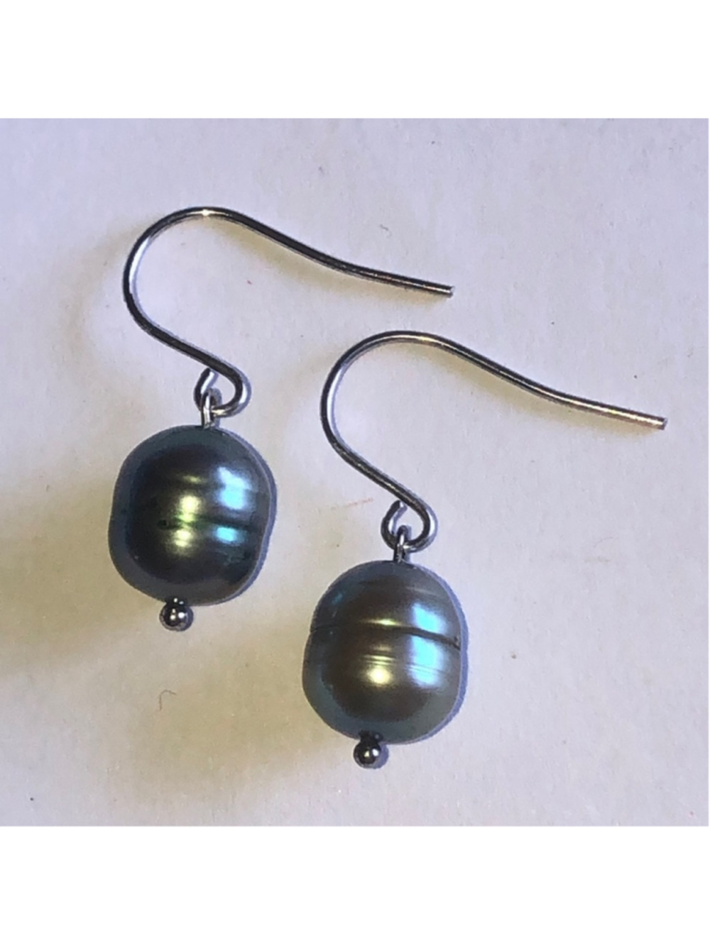 Honora Elegant Silver Dark Gray Genuine Pearl Drop Earrings